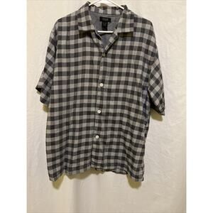 IZOD Men's Plaid Sleepwear Top Size Large Black/Gray Short Sleeve